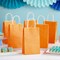 25-Pack Orange Gift Bags with Handles - Small Paper Treat Bags for Birthday, Wedding, Retail (5.3x3.2x9 In)